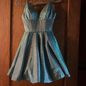 Sherri hill teal homecoming dress